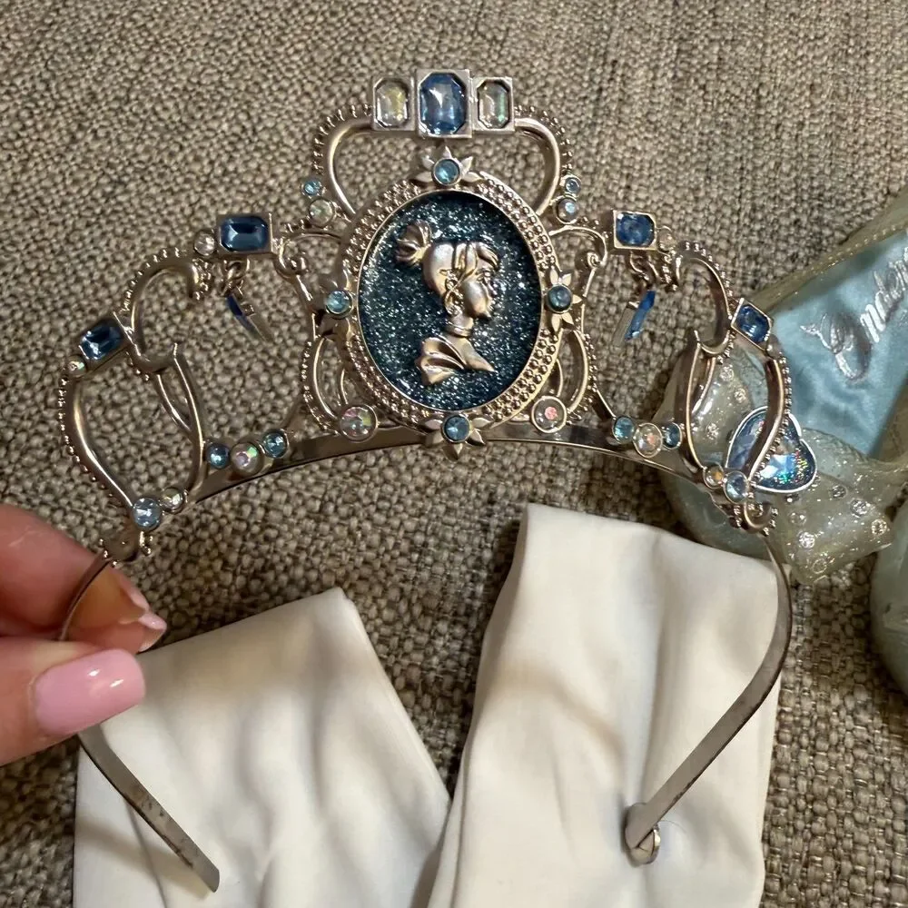 Disney Cinderella Accessories Glass Shoes 7/8, Tiara, White Gloves